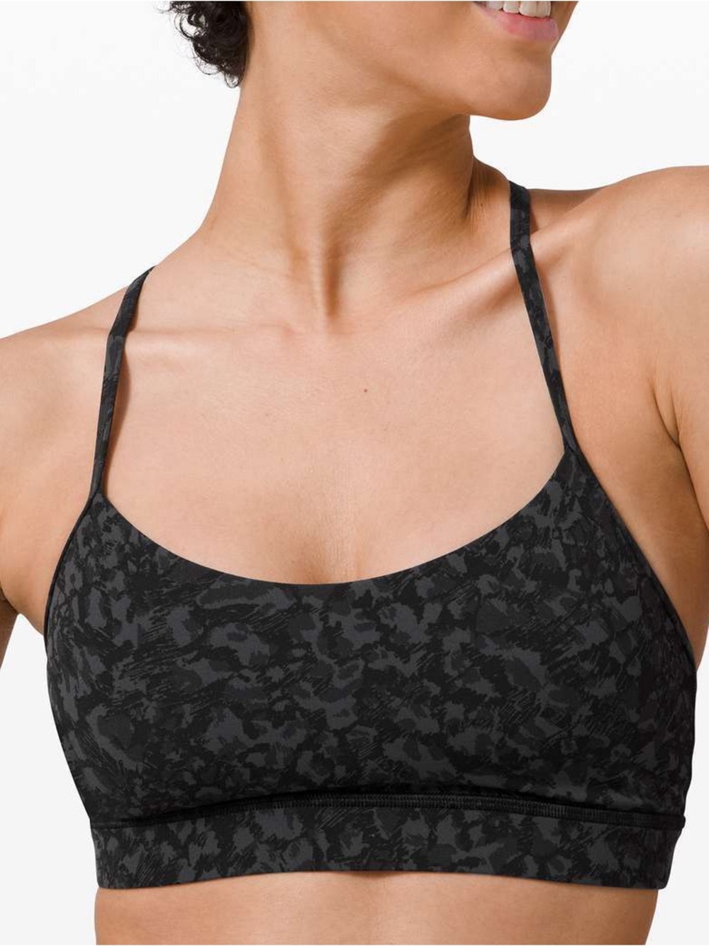 Lululemon Black Camo Strappy Sports Bra Size 12